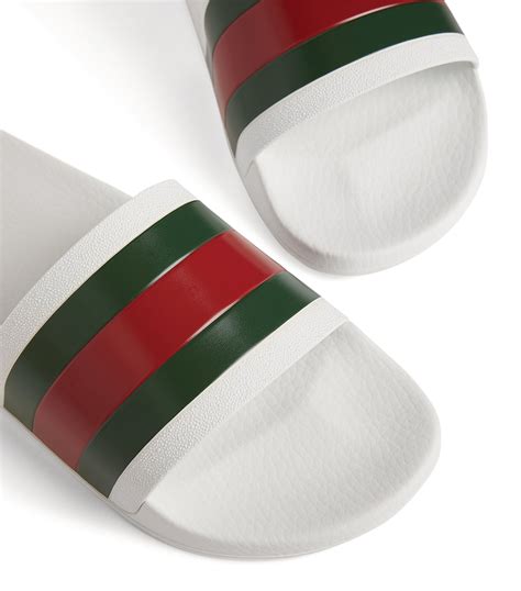 gucci striped slides|Gucci slides girl.